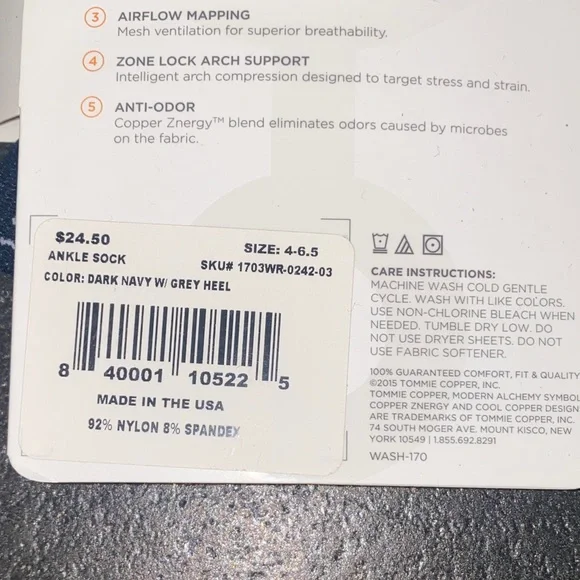 Tommie Copper Men's Blue‎ Compression Socks - Picture 3 of 3